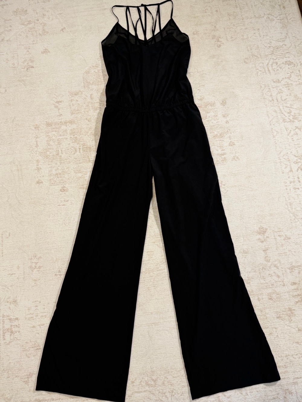 Fabletics Black Strappy Wide-Leg Romper